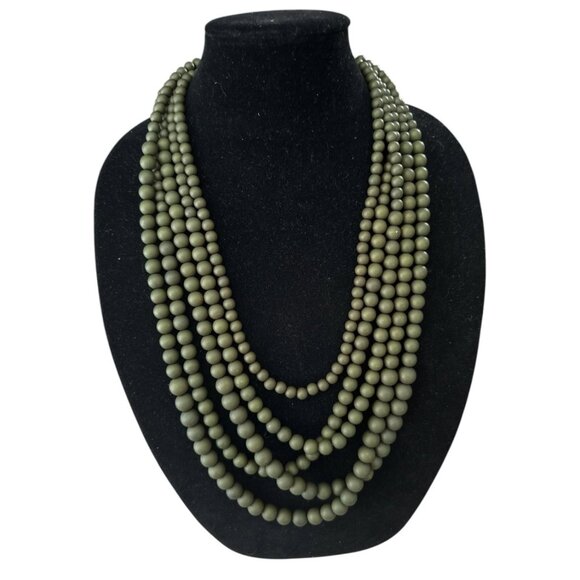 Sophia & Kate Olive Green Tassel Earrings & Unbranded Beaded Necklace Set - Picture 3 of 5